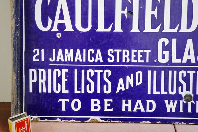 A Rare Antique Caulfield and Co Double Sided Enamel Sign