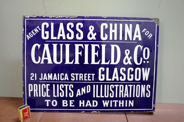 A Rare Antique Caulfield and Co Double Sided Enamel Sign