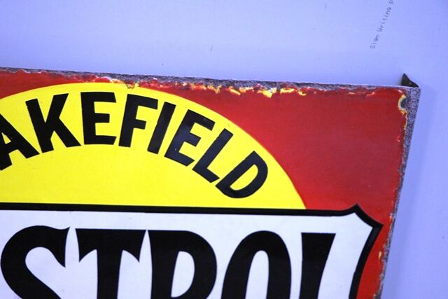 Antique Castrol Wakefield Motor Oil Double Sided Enamel Sign