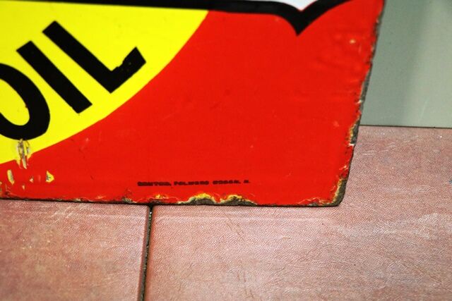 Antique Castrol Wakefield Motor Oil Double Sided Enamel Sign