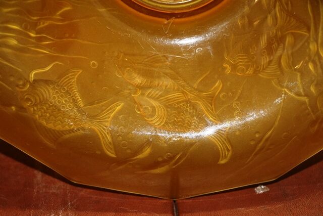 Art Deco 2Piece Walther and Sohne frosted amber glass Centrepiece Bowl set