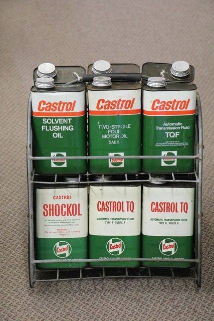 Castrol Motor Oil Forecourt Basket Rack With Enamel Signs To Each End 
