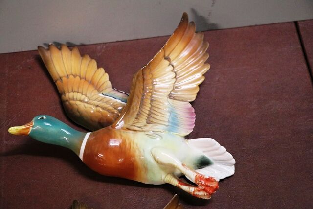 Four Vintage Porcelain Mallard Flying Ducks