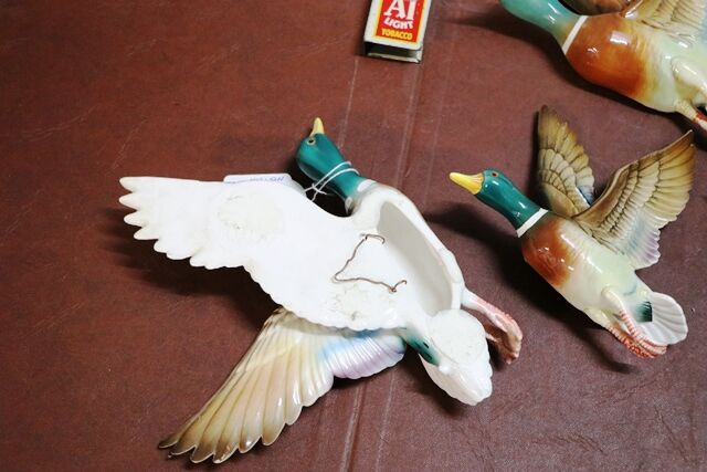 Four Vintage Porcelain Mallard Flying Ducks
