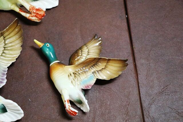 Four Vintage Porcelain Mallard Flying Ducks