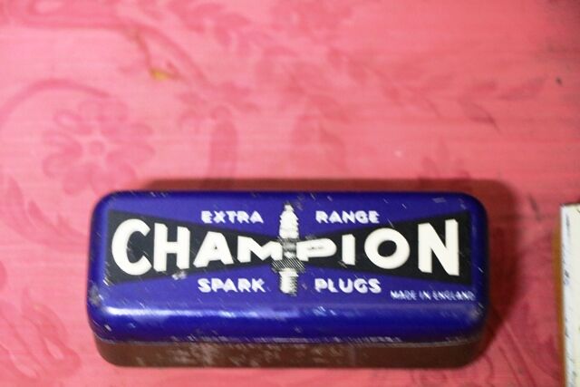 Very Clean Vintage Champion Spark Plug Tin