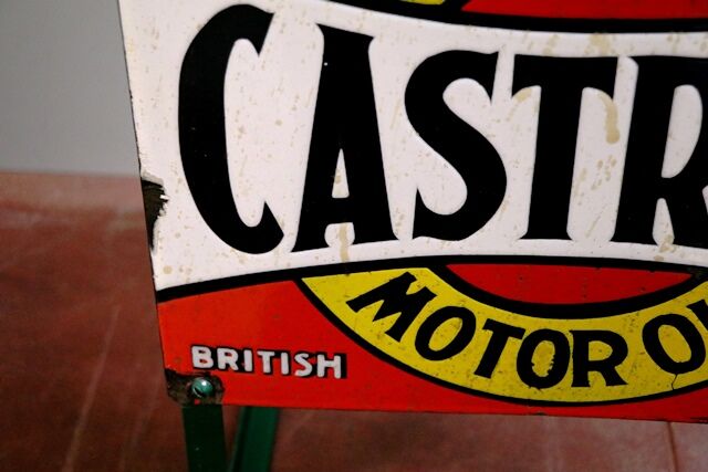 Vintage Castrol Embossed 6 Bottle Rack with Tin Tops