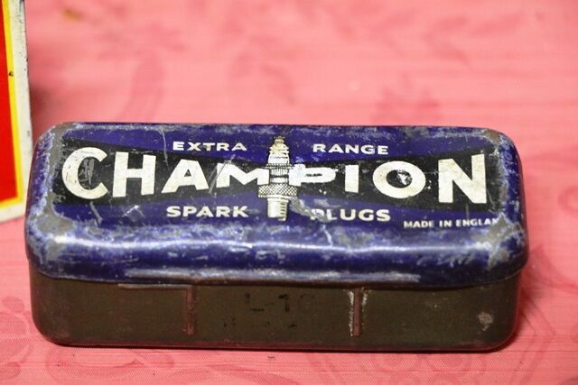 Vintage Champion Spark Plugs Tin