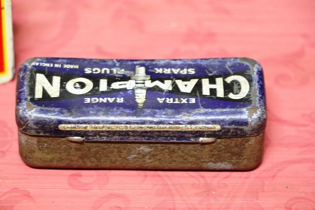 Vintage Champion Spark Plugs Tin