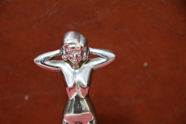 Vintage Chrome Nude Lady Car Mascot 