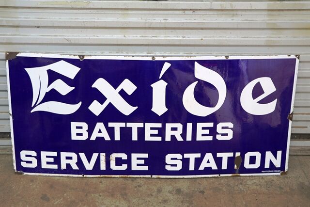 Vintage Exide Batteries Service Station Advertising Sign 
