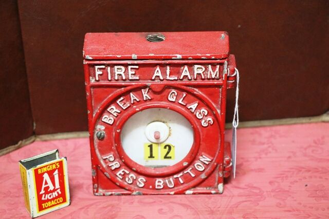 Vintage Fire Alarm Break Glass Press Button Wall Unit