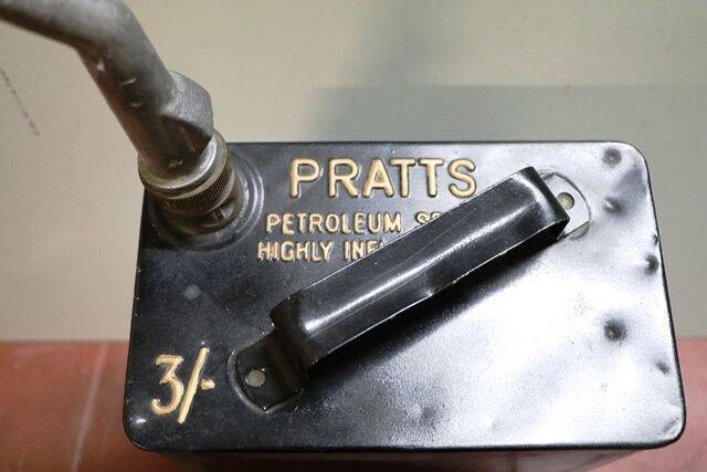 Vintage Pratts 2 Gallon Fuel Can with pouring Spout 