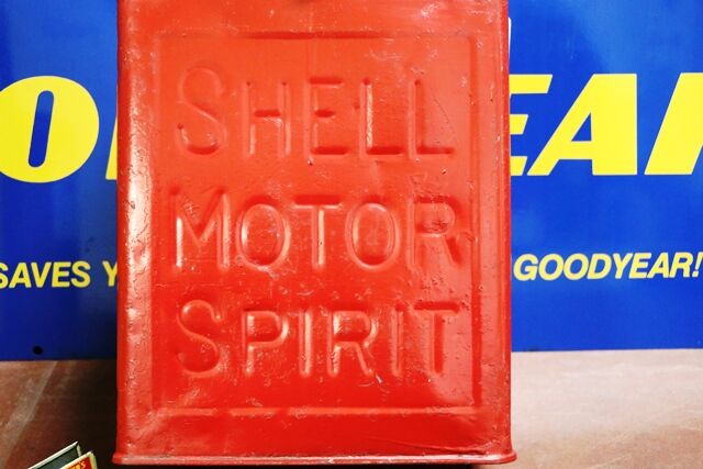 Vintage Shell 2 gal Running Board Fuel Can 