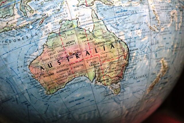 Vintage World Desk Globe on Wood Grain Base