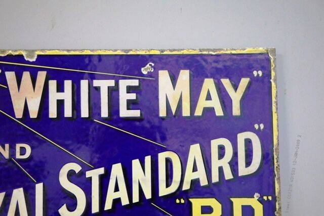 White May Royal Standard BP Lamp Oil Double Sided Enamel Sign