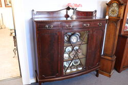 Early C20th Mahogany Bow Front Display Cabinet. #