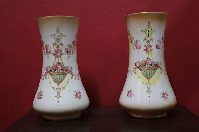 Pair Of Crown Devon Blush Ware Vases 