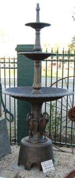 3 Tiered Cast Iron Heron Fountain --- CI 38