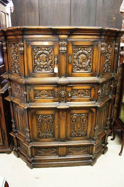 Early 20th Century 6 Door 2 Drawer Carved Court Cupboard