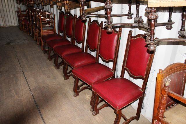 Set Of 6 Leather Backed Chairs