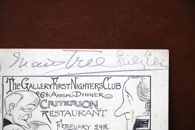 1929 Gallery First Nighters Club Signed Menu Maud and Viola Tree 
