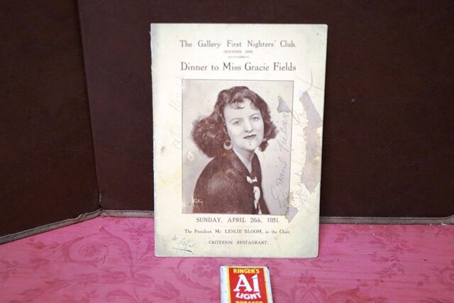 1931 Gallery First Nighters Club Signed Menu  Gracie Fields   