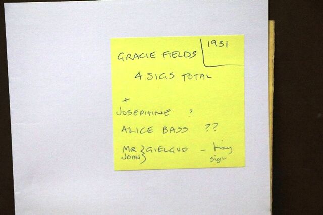 1931 Gallery First Nighters Club Signed Menu  Gracie Fields   