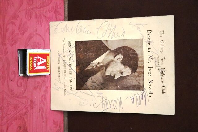 1931 Gallery First Nighters Club Signed Menu  Ivor Novello  