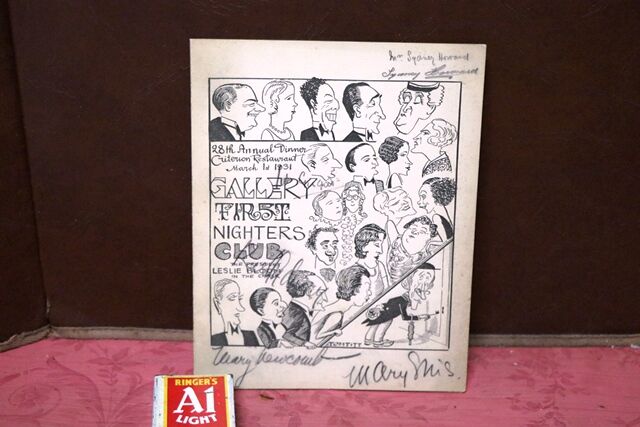 1931 Gallery First Nighters Club Signed Menu  John Gielgud  