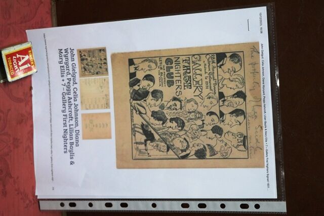 1931 Gallery First Nighters Club Signed Menu  John Gielgud  