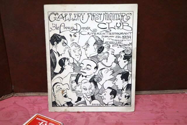 1934 Gallery First Nighters Club Signed Menu Leslie Banks 