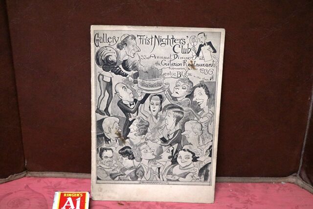 1936 Gallery First Nighters Club Signed Menu Lawrence Olivier 