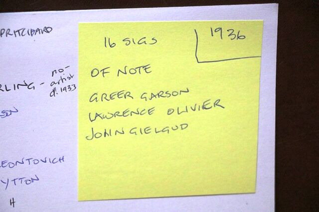 1936 Gallery First Nighters Club Signed Menu Lawrence Olivier 