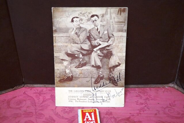 1936 Gallery First Nighters Club Signed Menu  Stanley Lupino  
