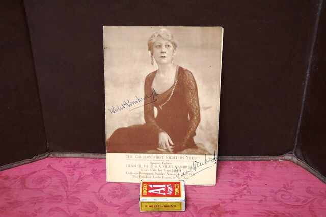 1937 Gallery First Nighters Club Signed Menu Violet Vanbrugh  