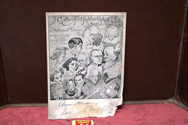1937 Gallery First Nighters Club Signed Menu  Vivien Leigh       