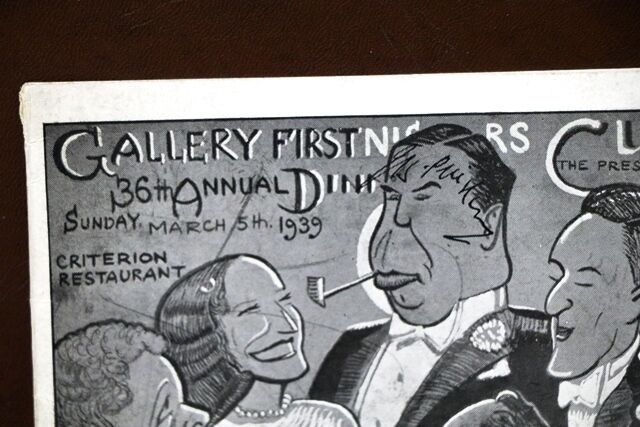 1939 Gallery First Nighters Club Signed Menu Rex Harrison 