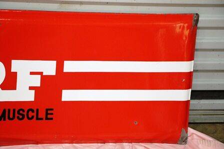 1950and39s MRF Tyres Pictorial Horizontal Enamel Strip Sign  