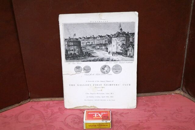 1953 Gallery First Nighters Club Signed Menu Googie Withers 