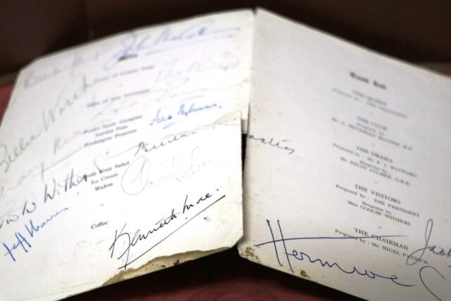 1953 Gallery First Nighters Club Signed Menu Googie Withers 