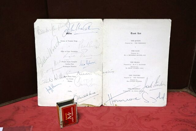1953 Gallery First Nighters Club Signed Menu Googie Withers 