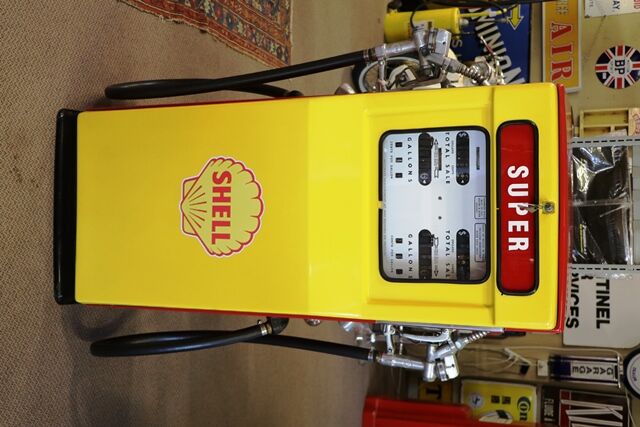 1960and39s Wayne 605 Double Petrol Pump in Shell Livery 