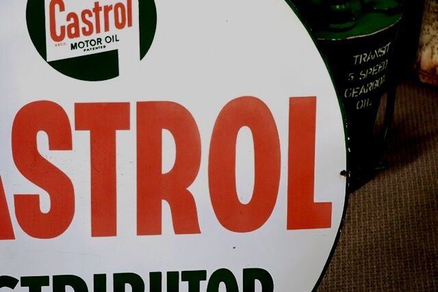 1965 Round  Castrol Z Distributor Enamel Adv Sign 