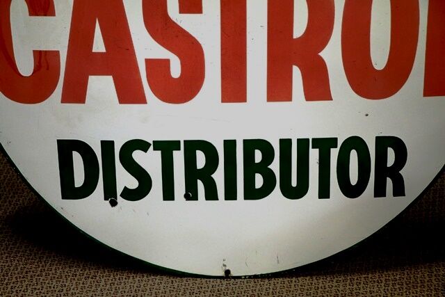 1965 Round  Castrol Z Distributor Enamel Adv Sign 