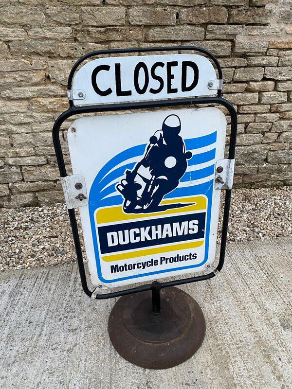 A Duckhams Motor Cycle Dealer Open-Closed Swivel Sign. # | XXXX Antique ...