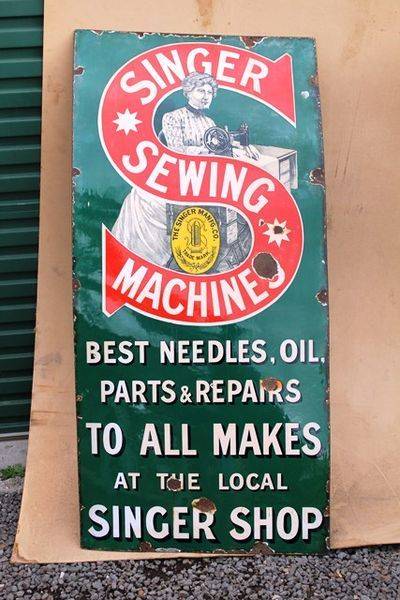Singer Sewing Machine Advertising Enamel Sign