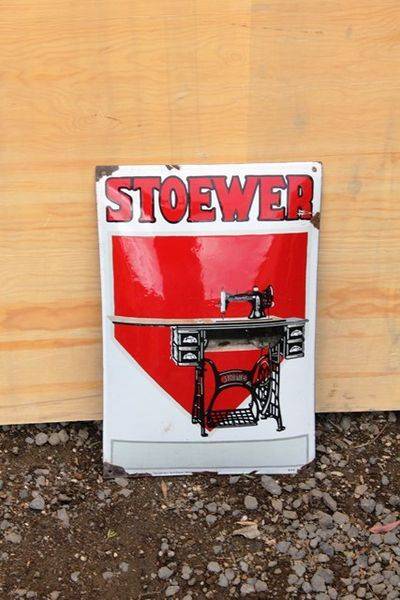 Stower Sewing Machine Pictorial Enamel Sign