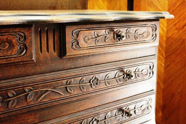 19th Century Highleg 4 Drawer Carved Commode