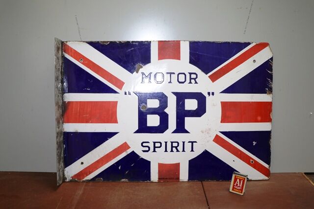 A BP Motor Spirit Union Jack Double Sided Enamel Sign 